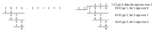 Figur 1: "Vanlig" divisjon til venstre, med trapp til høyre.